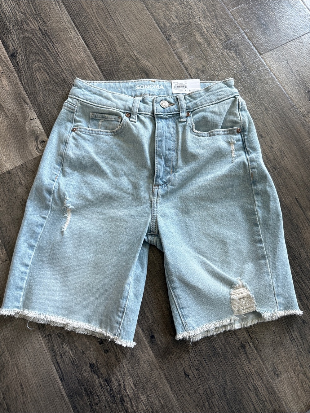 SONOMA Light Blue Distressed Denim Bermuda Shorts